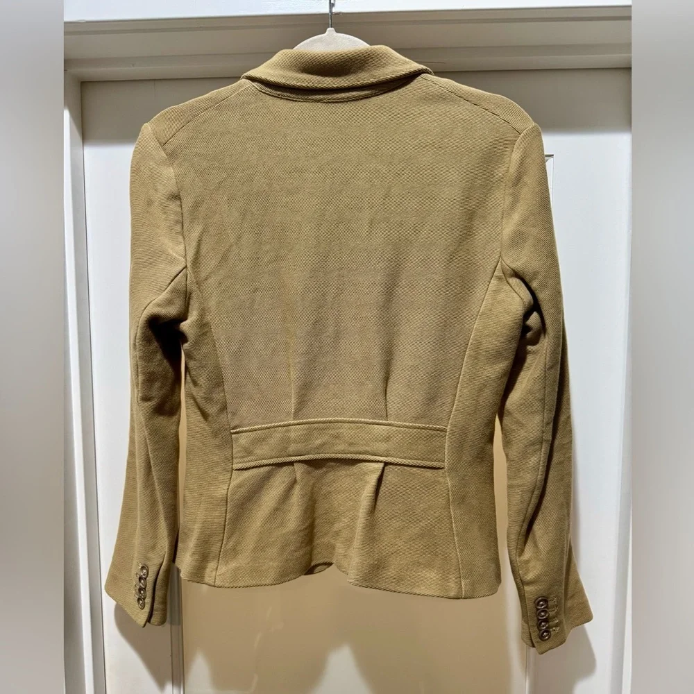 Ralph Lauren 100% Cotton Blazer Jacket Size 6 Tan Button Front Equestrian Style - Picture 9 of 17
